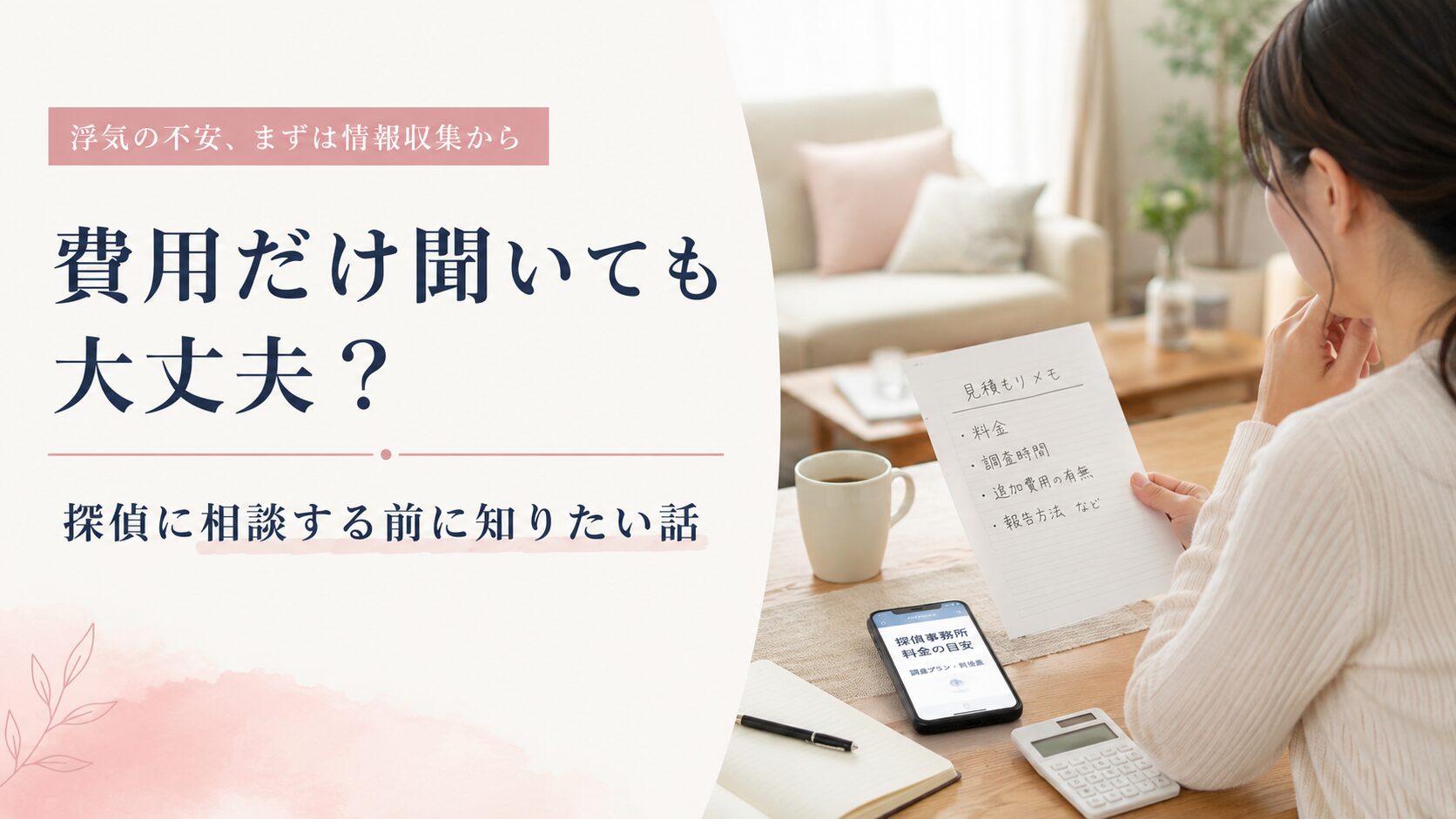 浮気調査の費用だけ知りたい人へ｜匿名で相場を比べる前の注意点